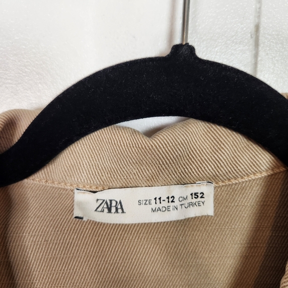 Zara Girls One piece Jumpsuit Union Suit Pants Long Sleeve Utility Beige 11 12 - Picture 7 of 8